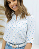 Biała koszula damska w niebieskie kropki MARIA
