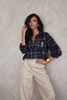 Granatowa koszula damska w kratę TEDDY BEAR