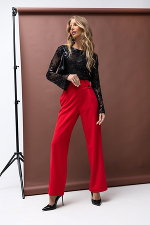 Czarna dopasowana bluzka damska z ozdobnym rekawem ALEX