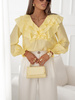 Żółta bluzka damska z ozdobną falbaną CRYSTAL