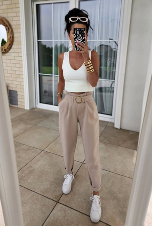 Beżowe eleganckie spodnie damskie TALLY