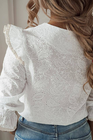 Biała ażurowa bluzka damska w delikatne wzory VIKI