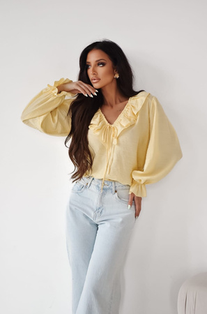 Żółta bluzka damska z ozdobną falbanką EVE
