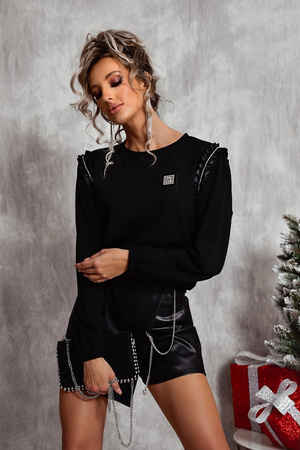 Czarna bluza damska ze zdobieniem XANA DARK