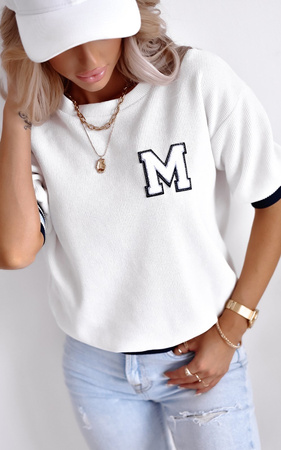 Biała bluza damska z litera M MONROE