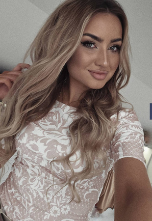 Beżowo-biała dopasowana bluzka damska UNIQUE