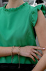 Zielona bluzka damska z falbaną pod szyją i na ramionach GLORIA