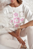 Biały sweter damski w różowe kwiaty SPRING