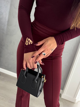 Bordowa elastyczna dopasowana bluzka damska LINDA