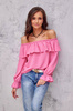 Różowa bluzka damska hiszpanka ze ściągaczami przy rękawach ROCCO PINK