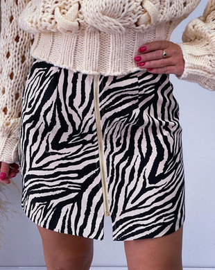 Czarno -beżowa spódniczka  damska  w zwierzęcy print ZEBRA