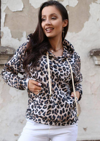 Bluza damska z kapturem w panterkę LEO HOODY