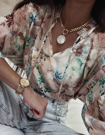 Pudrowo-różowa bluzka damska o lużnym kroju BIBI