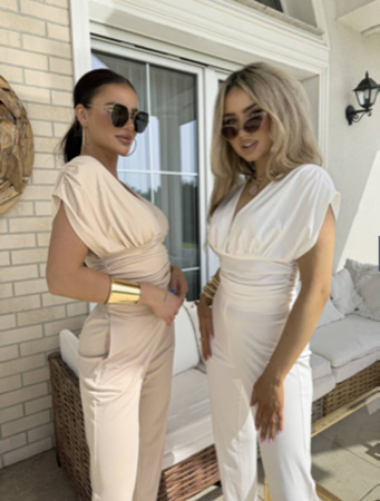 Beżowa dopasowana bluzka damska VIBE