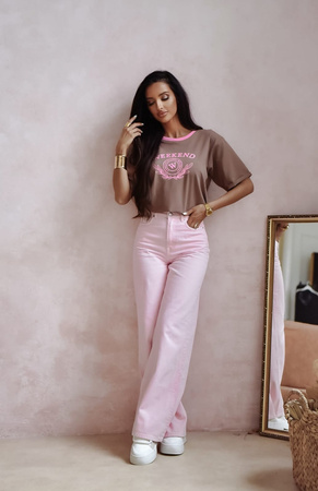 Brązowy T-shirt damski WEEKEND