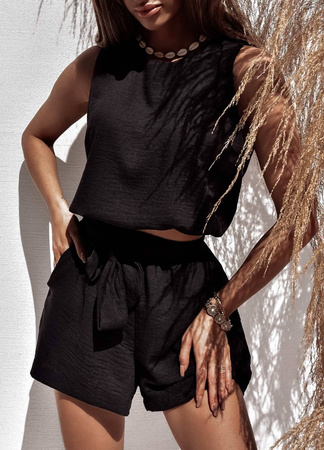 Czarna lniana bluzka damska VERONA