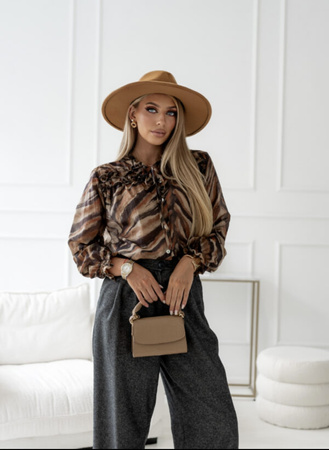 Brązowo czarna koszula damska CELINE