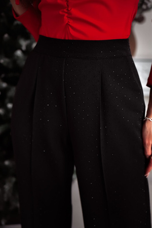 Czarne spodnie damskie zdobione cyrkoniami PARIS