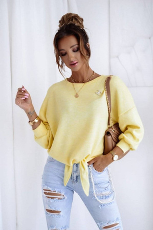 Żółty sweter damski z wiązaniem XANA YELLOW