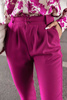 Fuksjowe wiskozowe spodnie damskie z wyższym stanem KAYA