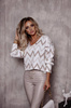 Biały sweter XANA ZYGZAK