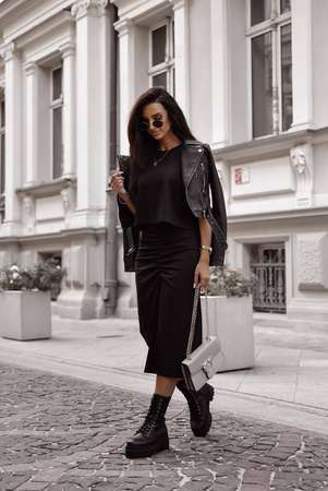 Czarny komplet damski, bluzka i spódnica SELF LOVE