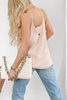 Beżowy  top damski o luźnym kroju na ramiączkach LISA