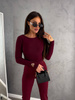 Bordowa elastyczna dopasowana bluzka damska LINDA