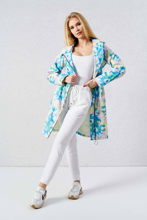 Kolorowa parka damska ze ściągaczem w talii LALOUS BLUE