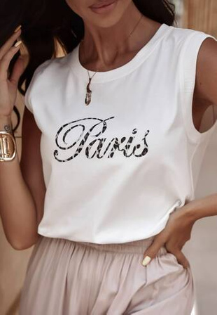 Biały  T-shirt  damski PARIS