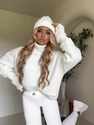 Bialy  wełniany  sweter damski LAVER