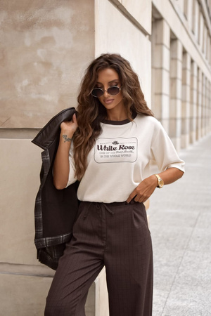 Śmietankowy sweter damski WHITE ROSE