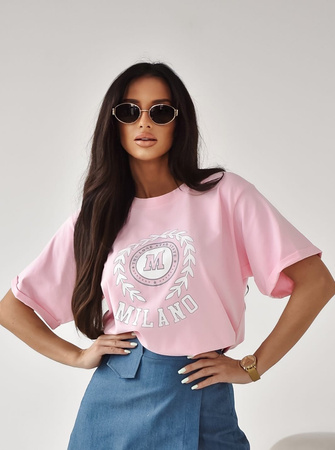 Różowy T-shirt damski MILANO