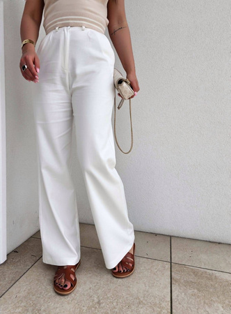 Białe eleganckie szerokie spodnie damskie BIANCO
