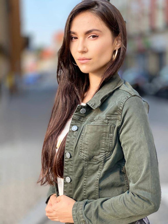 Kurtka, katana KHAKI zielona, JEANS FOR NOW, zapinana na guziki