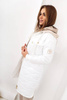 Biała długa pikowana kurtka damska z kapturem  VANESSA