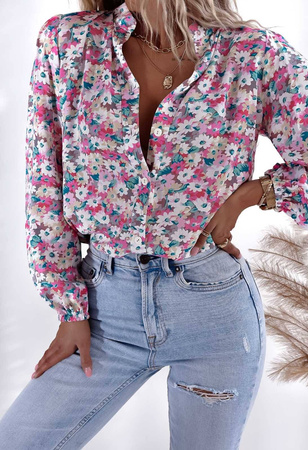 Kolorowa koszula damska w kwiecisty wzór LUNA
