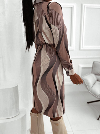 Wzorzysta sukienka damska zapinana na guziki WAVE