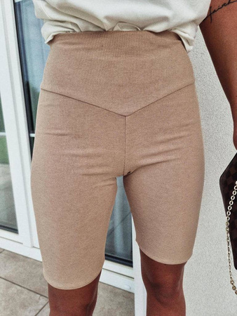Beżowe elastyczne prążkowane spodenki damskie kolarki COMFY BY ME