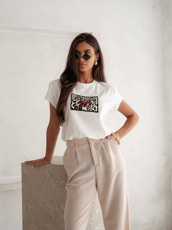 Biały T-shirt damski MOOD LEOPARD