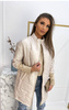 Beżowa długa pikowana kurtka damska zapinana na zamek ze stójką VANESSA