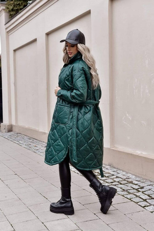 Zielona przedłużana pikowana kurtka damska EMILY