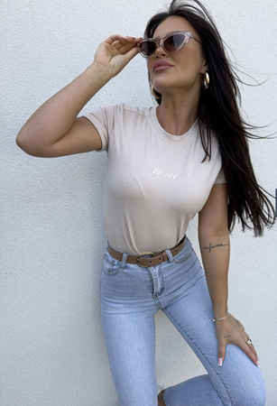 Beżowy  T-shirt damski  MOHITO.