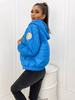 Niebieska pikowana kurtka damska z kapturem i kieszeniami LIVI BLUE