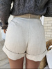Beżowe lniane krótkie spodenki damskie CASH