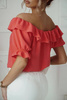 Czerwona bluzka hiszpanka damska ze ściąganymi rękawami SUMMER