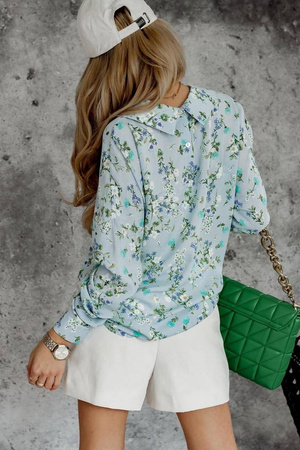 Niebieska koszula damska w delikatne kwiaty ROMANTIC FLOWER