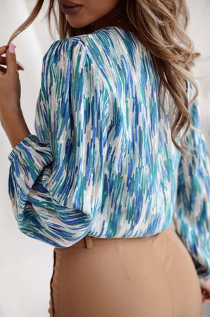 Kolorowa bluzka damska w niebieskie wzory MARINE VIBE