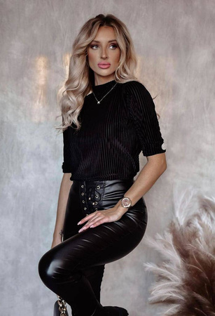 Półgolf z krótkim rękawem i zamszowymi paskami XANA PRINCESS