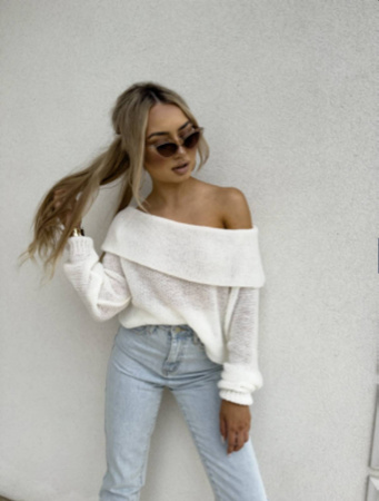 Biały wełniany sweter damski HERMESSO